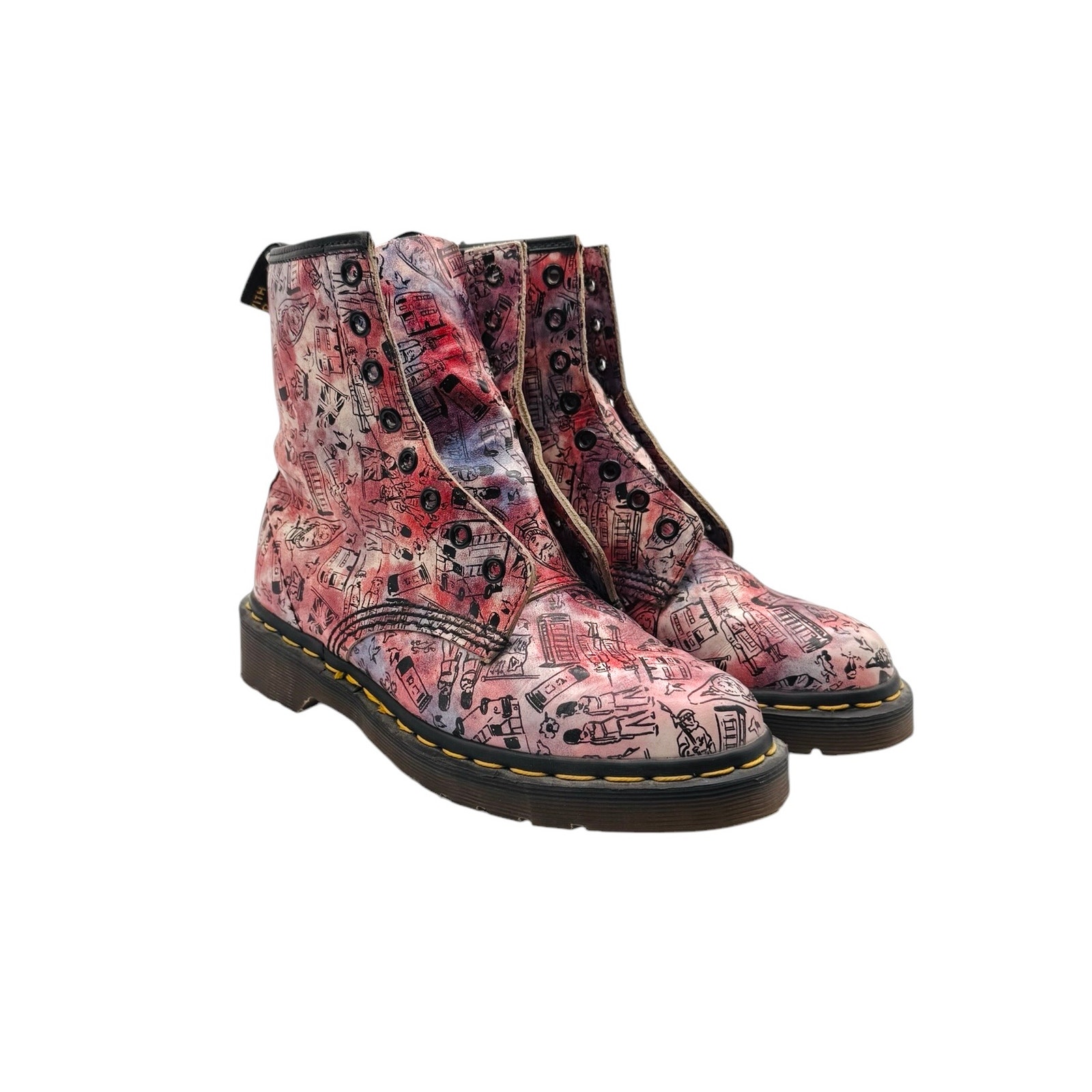 Vintage Dr. Martens Made England Pink London Icons Boots Size 4 Uk